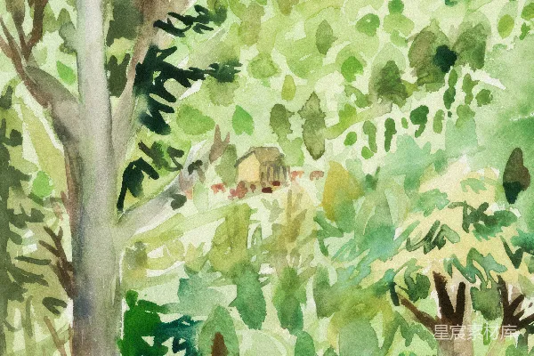 高清摄影 水彩森林小屋