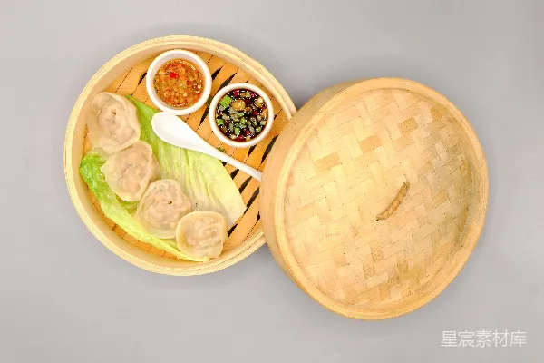 高清摄影 竹笼蒸饺