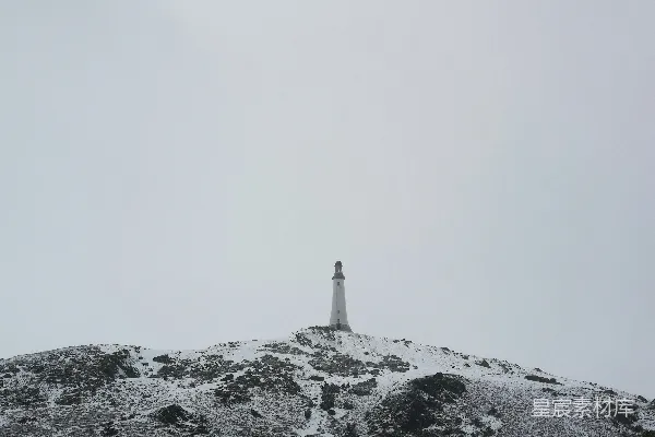 高清摄影 雪中的灯塔