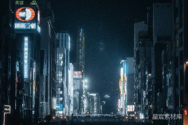 高清摄影 夜幕下的霓虹河景
