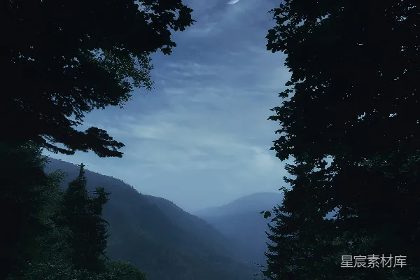 高清摄影 夜幕下的山谷