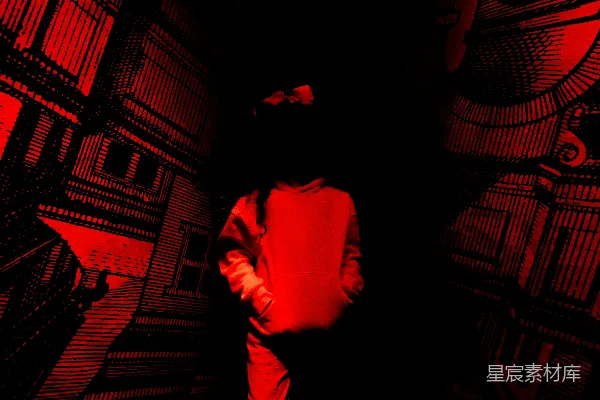 高清摄影 红色调下的神秘女孩