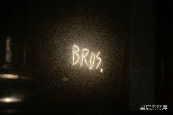高清摄影 霓虹灯牌上的BROS
