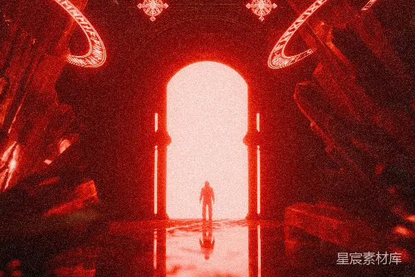 高清摄影 红光中的神秘通道