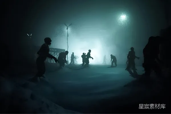 高清摄影 阴森雪地中的僵尸群