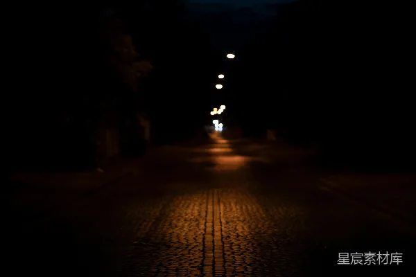 高清摄影 夜幕下的石板路