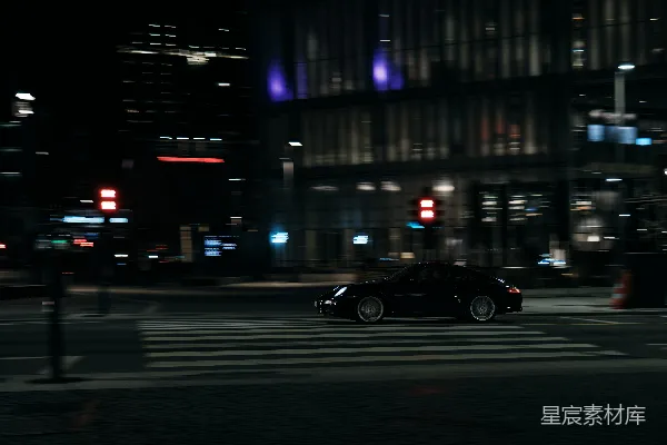 高清摄影 夜行的黑色跑车