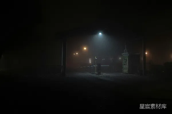 高清摄影 雾夜下的停车场