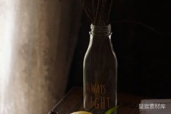 高清摄影 阳光下的静物：柠檬与花瓶