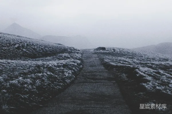 高清摄影 雾中蜿蜒的山路