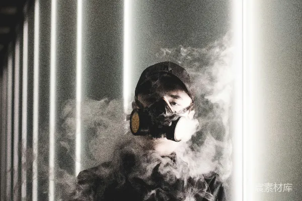 高清摄影 烟雾缭绕的现代城市街头