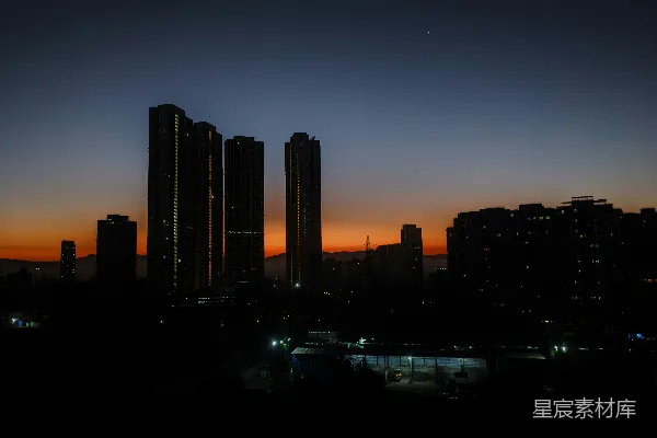 高清摄影 黄昏城市剪影