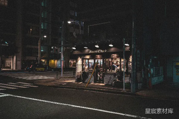 高清摄影 城市夜景中的餐厅