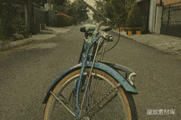 高清摄影 旧时的蓝色自行车