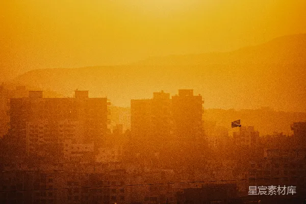 高清摄影 夕阳下的城市剪影