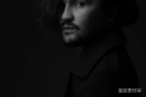 高清摄影 阴郁的黑帽男子肖像
