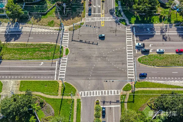 高清摄影 城市十字路口航拍视角
