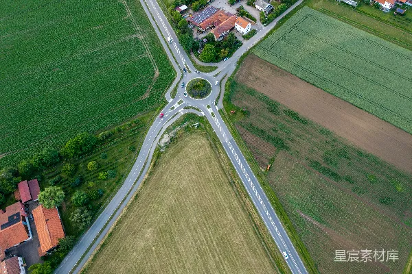 高清摄影 乡村道路交汇俯视图