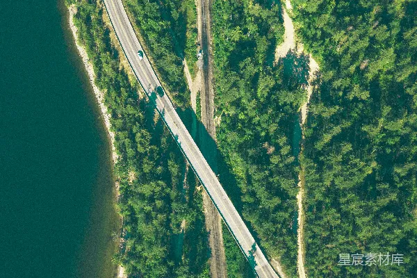 高清摄影 俯瞰河流与公路