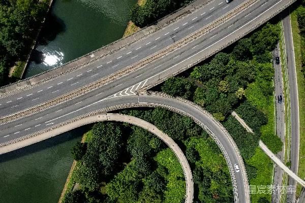 高清摄影 俯瞰高速公路的鸟瞰图