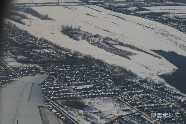 高清摄影 空中俯瞰雪景城市