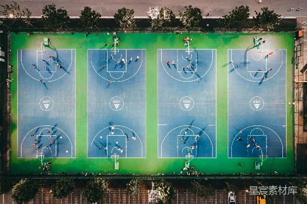 高清摄影 空中俯瞰篮球场