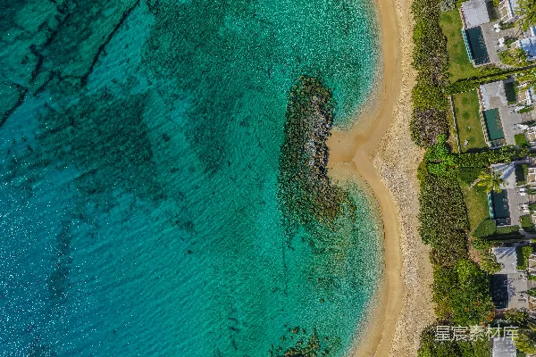 高清摄影 空中俯瞰碧海沙滩