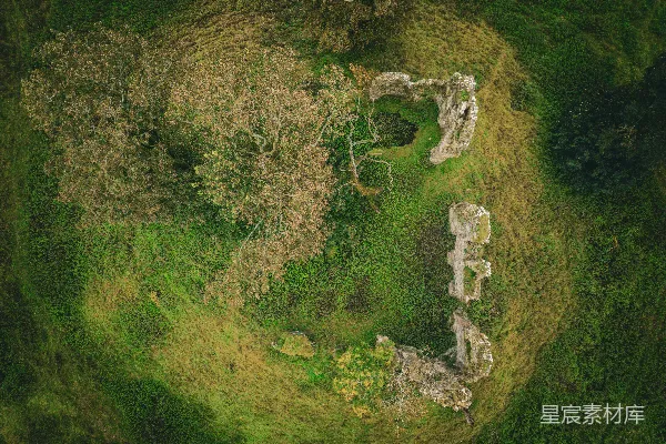 高清摄影 空中俯瞰的古堡遗迹