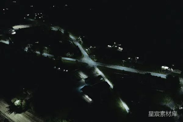 高清摄影 夜晚的小镇航拍