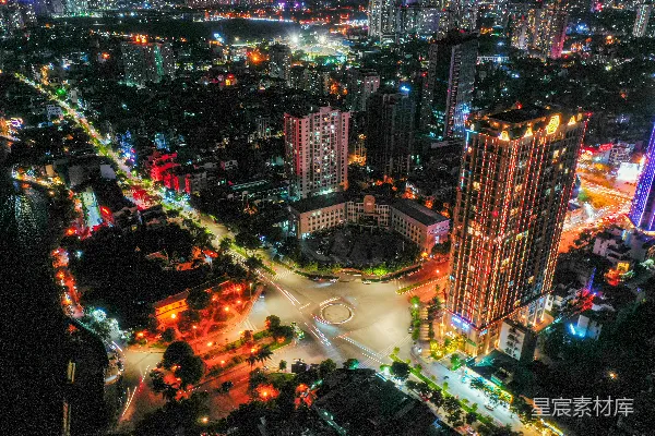 高清摄影 夜幕下的城市全景