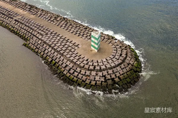 高清摄影 海岸防护工程俯瞰图