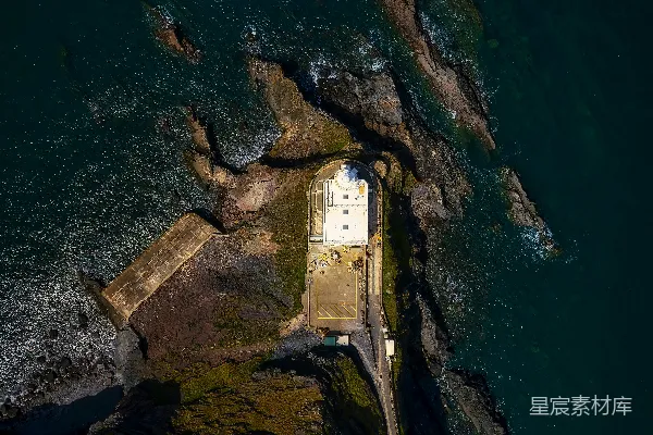 高清摄影 海上灯塔俯瞰图
