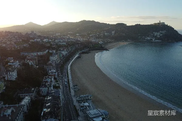 高清摄影 日落时分的海滨城市