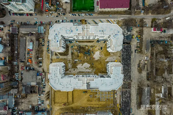 高清摄影 城市中的建筑工地俯瞰图