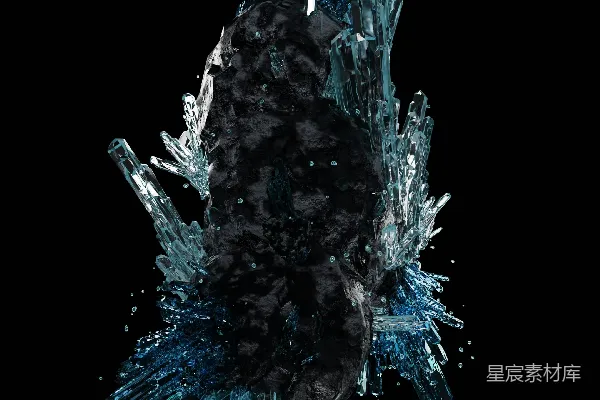 高清摄影 冰晶中的岩石