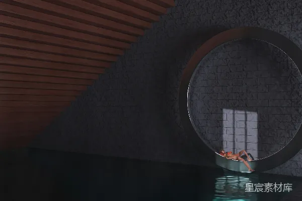 高清摄影 现代简约风格的圆形水疗池