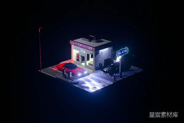 高清摄影 夜晚霓虹灯下的便利店