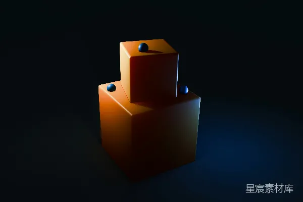 高清摄影 橙色立方体与蓝色圆点