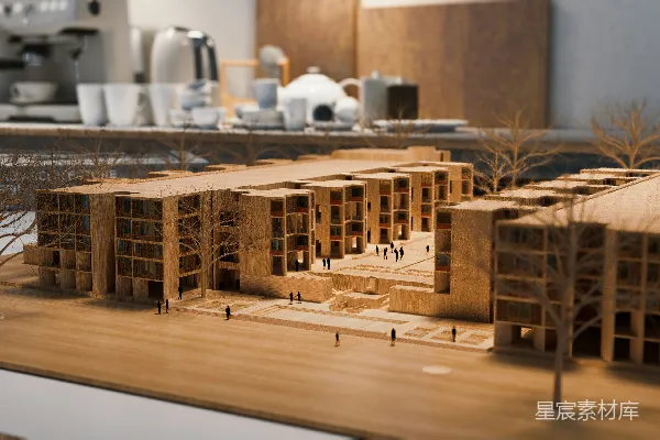 高清摄影 木制建筑模型展示