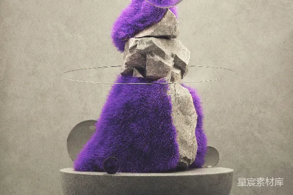 高清摄影 紫色毛绒雕塑