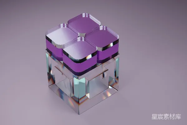 高清摄影 紫色镜面几何结构
