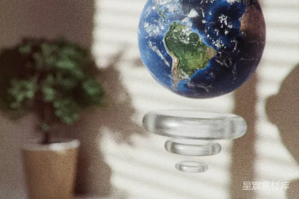 高清摄影 悬浮地球：创意家居与宇宙主题