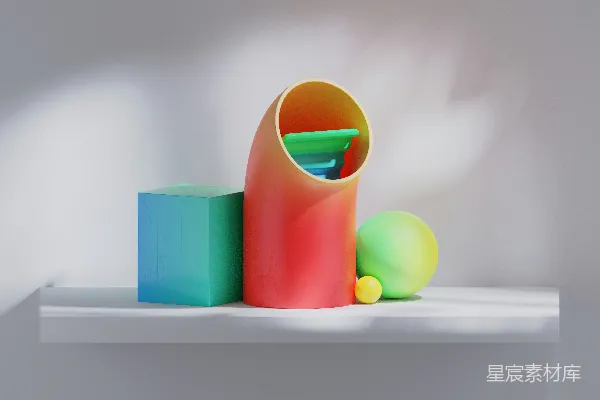 高清摄影 色彩渐变几何雕塑