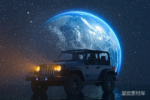 高清摄影 星空下的越野车