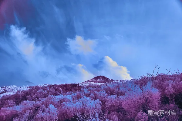 高清摄影 梦幻紫蓝色调的山间云海