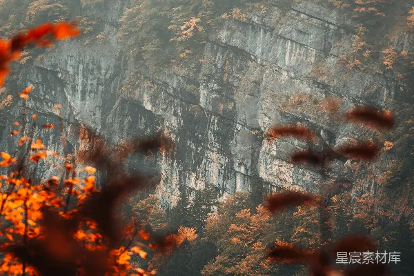 高清摄影 秋日山峦的静谧晨雾