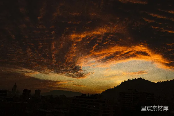 高清摄影 夕阳下的城市剪影