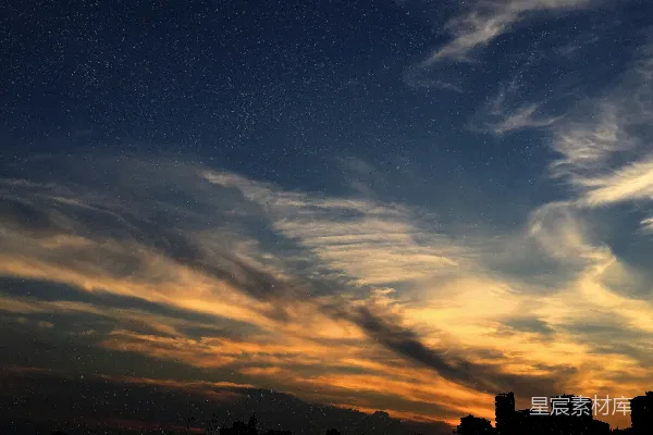 高清摄影 星空下的城市剪影
