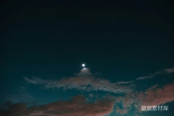 高清摄影 夜空中的月亮与星星