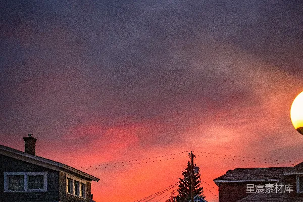 高清摄影 夕阳下的小镇